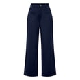 thumbnail image 4 of BRELIL Women's High Waisted Wide Leg Trousers with Pockets Casual Streetwear Long Pants Baggy Loose Fashion Outfits Solid Workout Palazzo, Navy XL, 4 of 6