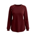 thumbnail image 7 of Warop Fall Long Sleeve Shirts for Women Solid Color Crew Neck Tops Sleeves with Deco Buttons Casual Loose Sweatshirt, 7 of 7