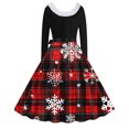 thumbnail image 4 of RKSTN Robes pour Femmes Imprimé de Noël Col en V Taille Cintrée Manches Longues Robe Rétro Ample, 4 of 4
