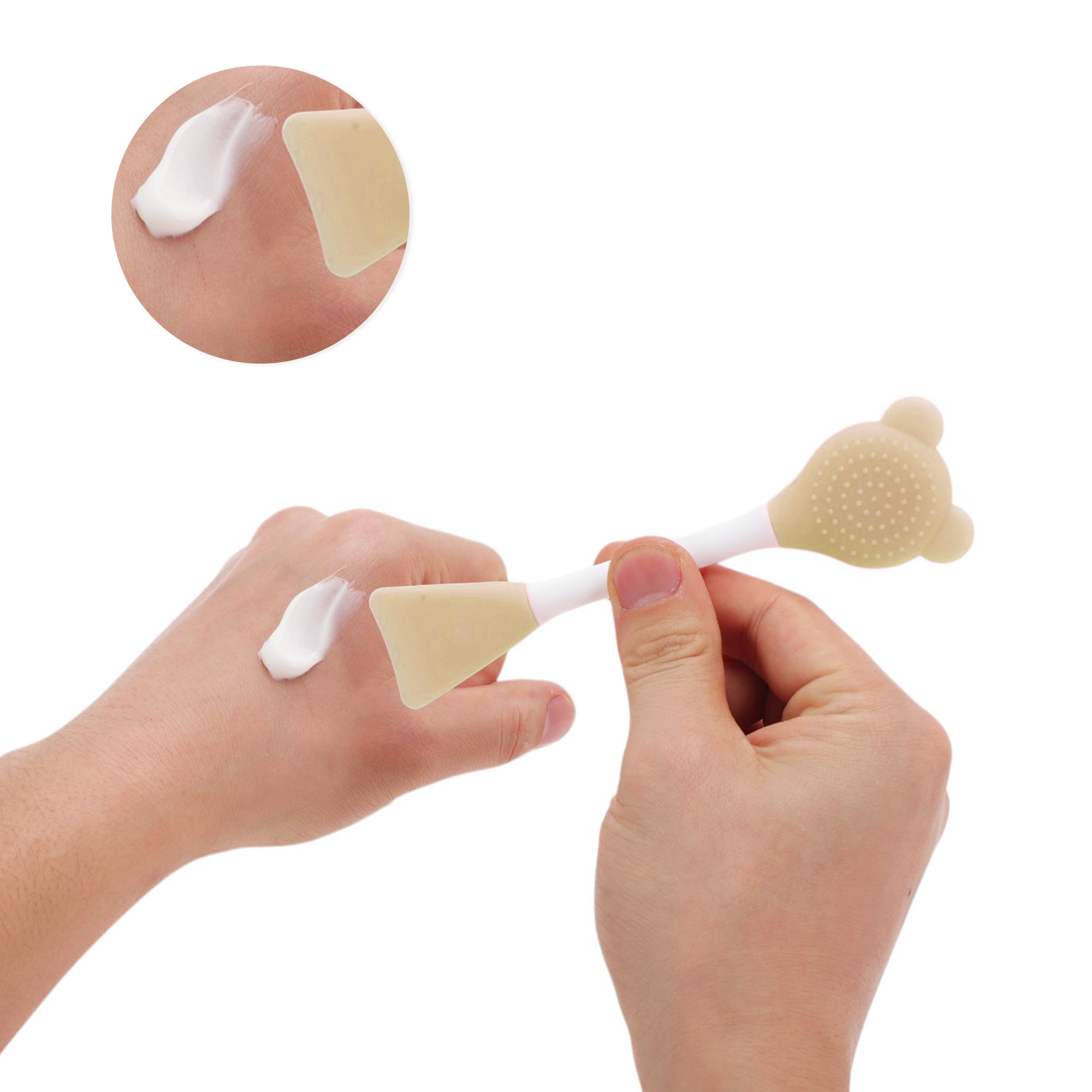 Unique Bargains Smooth Fan-shaped Facial Mask Brush 2 Pcs Light Brown