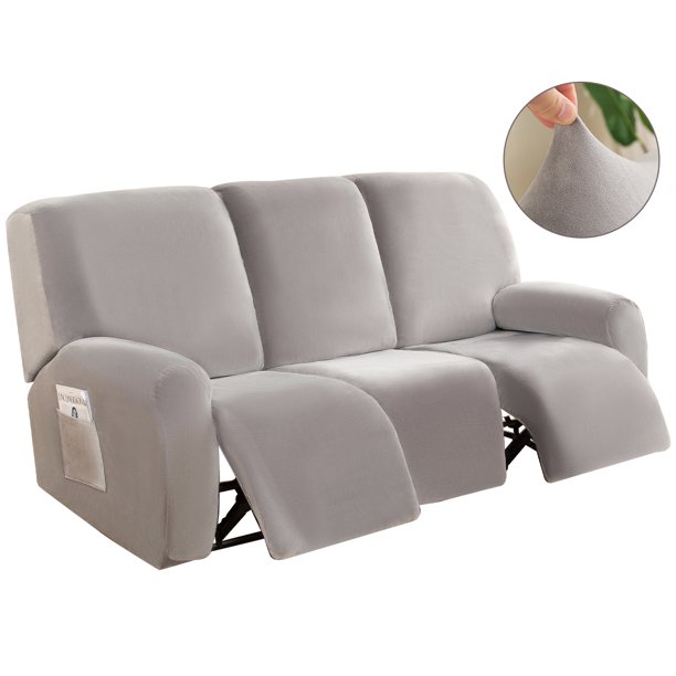 TOPCHANCES 3 Seats Recliner Sofa Slipcover, 8 Pieces Recliner Cover