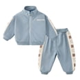 thumbnail image 1 of Odeerbi 6M-5Y Niños Niñas Algodón Conjuntos de Manga Larga Cuello Burlón Varsity Chaqueta Pantalones Jogger Conjunto de Dos Piezas Béisbol Cremallera, 1 of 8