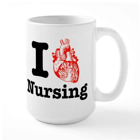 CafePress - I Heart Nursing Large Mug - 15 oz Ceramic Large White Novelty Mug
