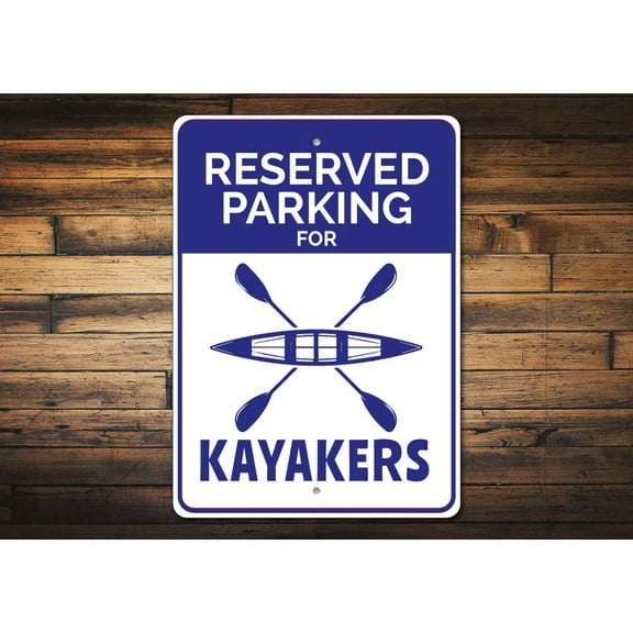 Kayaker Parking Novelty Sign, Metal Wall Decor - 10x14 inches