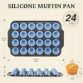 thumbnail image 5 of Silicone Mini Muffin Pan with Metal Frame, Egg Bite Molds for Baking,Cupcake Pan 24 Regular Size, Mini Muffin Tin Easy to Pop Nonstick Non Toxic Bakeware for Oven,Blue, 5 of 9