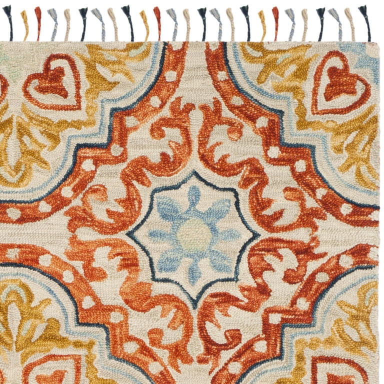 Safavieh Aspen Handmade Wool Area Rug - 7' Round, Olive & Rust Boho Braided Tassel Design
