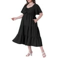 thumbnail image 4 of Agnes Orinda Women's Plus Size Summer Dress Sweetheart Neck Ruffle Short Sleeve Tiered A Line Midi Dresses 1X Black, 4 of 6
