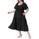 thumbnail image 4 of Vestido de verano para mujer de talla grande Agnes Orinda con escote corazón, volantes, mangas cortas y diseño en capas, midi, 4X, negro, 4 of 6