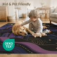thumbnail image 4 of ODIKA 4'x6' Washable Area Rug Purple Gold Celestial Dreamscape Golden Accents Enchanting Night Sky Motif Stars for Dorm Room, Small Living Stain Resistant Low Profile, Easy Care, 4 of 7