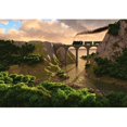 thumbnail image 2 of wall26 - Old Steam Train Crossing a Bridge Over Sunset Background (3D) - Removable Wall Mural | Self-Adhesive Large Wallpaper - 100x144 inches, 2 of 6