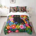 thumbnail image 2 of Homewish Cartoon Black Cat Bedding Comforter Set 7-Piece for Teenagers Boys Girls,Colorful Flowers King Bedding Sets,Chic Floral Blossoms Ultra Soft Bed Sheets,Lightweight Room Decor,Reversible, 2 of 8