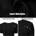 thumbnail image 2 of TaTaai 2026 Summer Women’s Pa Button Tee Irregular Neck Short Sleeve Cropped Blouse Casual Solid Color Fashion Top Cutout Polyester Daily Shirt Gift, 2 of 8