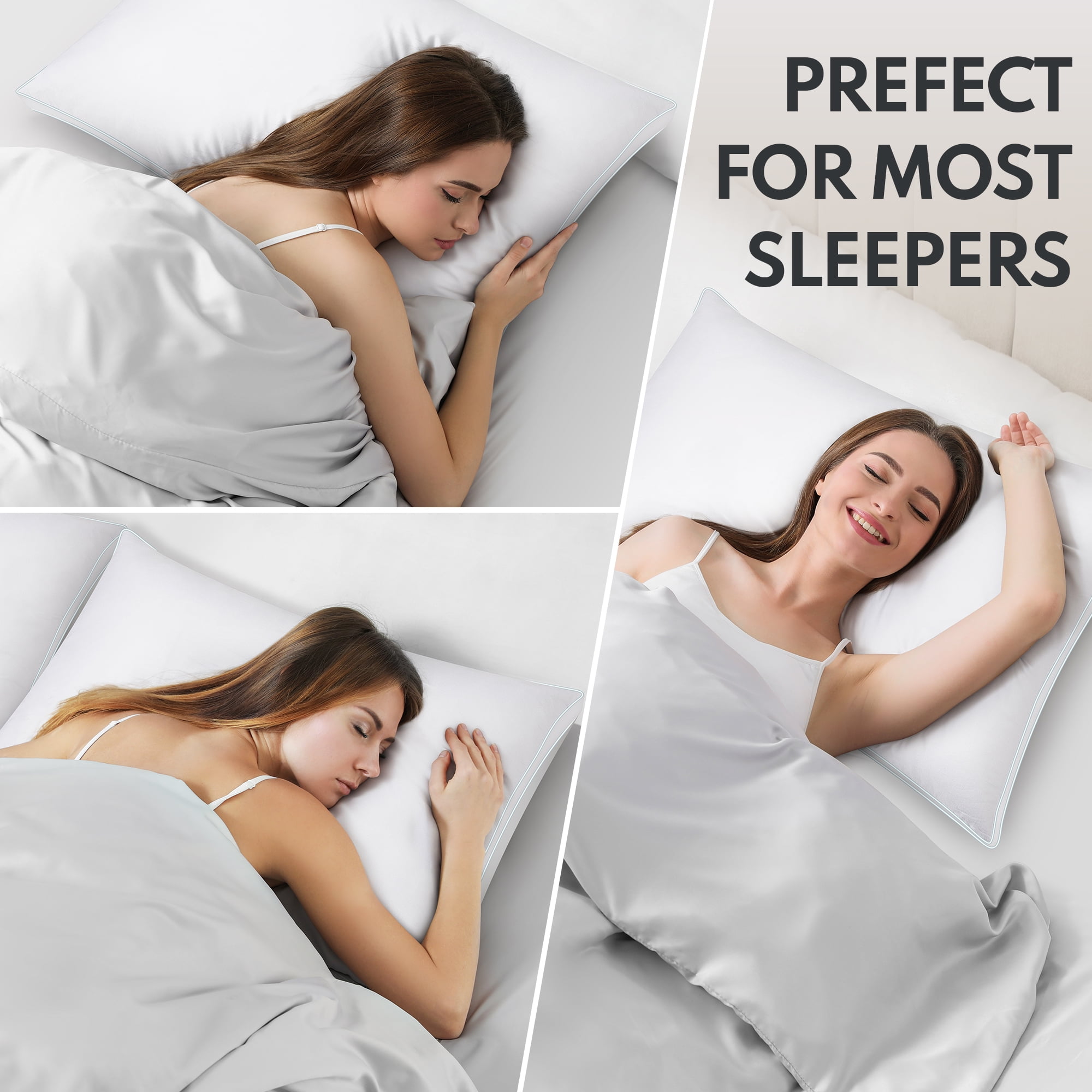 FAPO Goose Feather Down Pillows, Gusseted Bed Pillows King Size Set of 2 with Cotton Cover