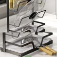 thumbnail image 2 of Organizador de ollas y sartenes CHAO Blackhousolution estante expandible para tapas con 3 divisores ajustables, 2 of 4