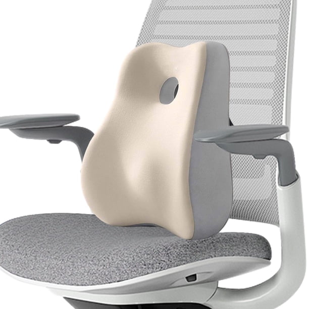 Cojín de espuma viscoelástica para la espalda, cojín para silla con respaldo bajo, mejora la postura al sentarse en el sofá, el coche, la conducción y Gris