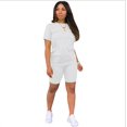 thumbnail image 2 of KOMOO Women 2PCS Shorts Outfits Short Sleeve Loose Tee Slim Shorts Summer Sports Suit Oversize, 2 of 8