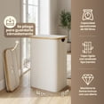 thumbnail image 2 of Cesto Premium para Ropa 100L con Tapa, Canasta Multiusos Impermeable con Bolsa Interior Extraíble y Asas de Color Bambú para Recámara, Baño o Cuarto Infantil (BEIGE), 2 of 7