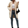 thumbnail image 2 of Biekopu Women's Long Sleeve Knitted Cardigan, Plaid Print Front Open Loose Sweater Coat for Spring Autumn, 2 of 9