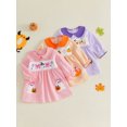 thumbnail image 3 of RUINIXCW Toddler Baby Girl Halloween Dress Outfit Little Baby Girls Fall Smocked Dress Clothes Funny Ghost Pumpkin Spider Embroidery  Doll Collar Long Sleeve Gingham Plaid Dress, 3 of 9