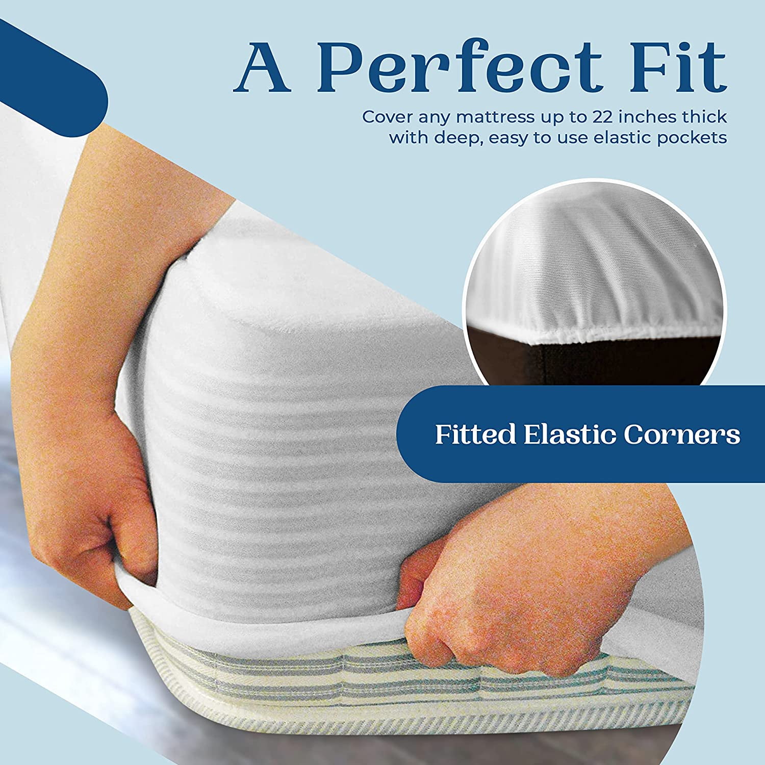FeelAtHome Mattress Cover and Protector - 100% Waterproof, Noiseless Cotton Terry Fabric, King, White