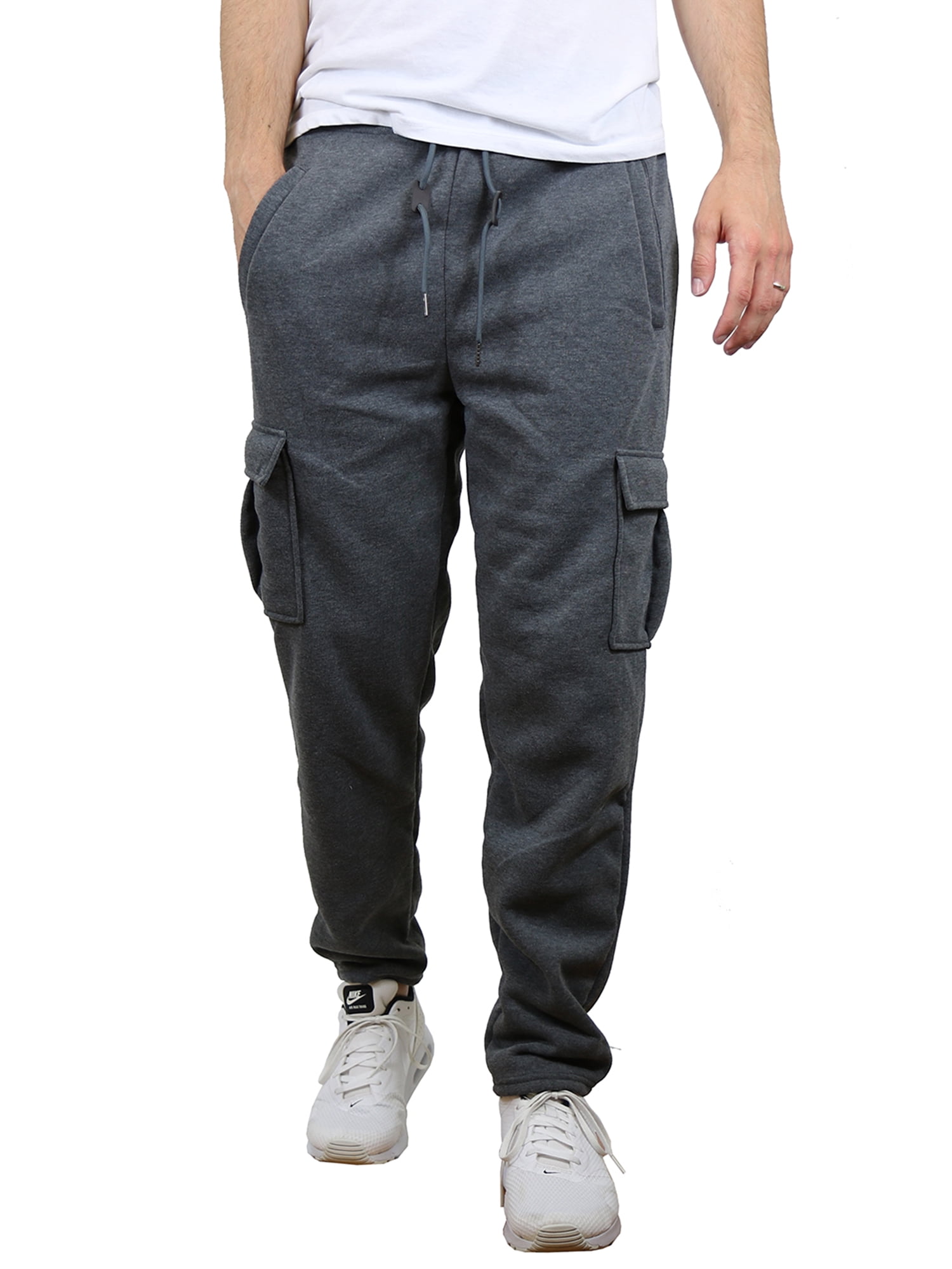 Men's Fleece Cargo Sweatpants With Open Bottom (Sizes, S-2XL) - Walmart.com