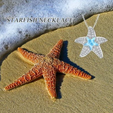 SISGEM Starfish Necklace Larimar Starfish Pendant Necklace Gift for Women