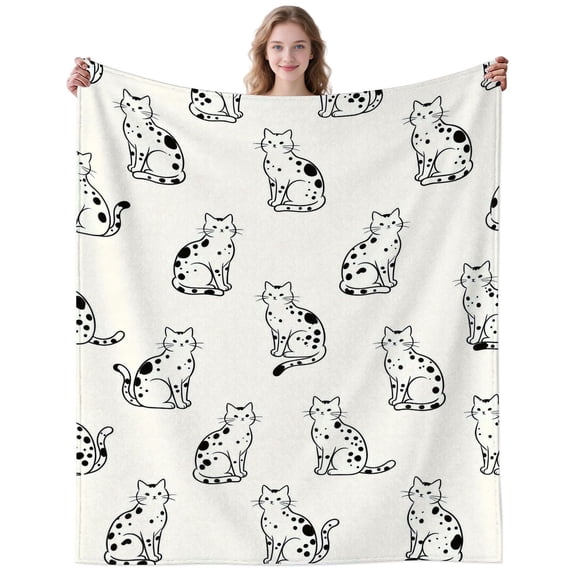 White Cat Blanket Gifts for Women Men Adults Cat Lovers Soft Cozy Funny Cats Throw Blankets for Couch Home Decor Birthday Gifts 50×40 Inch