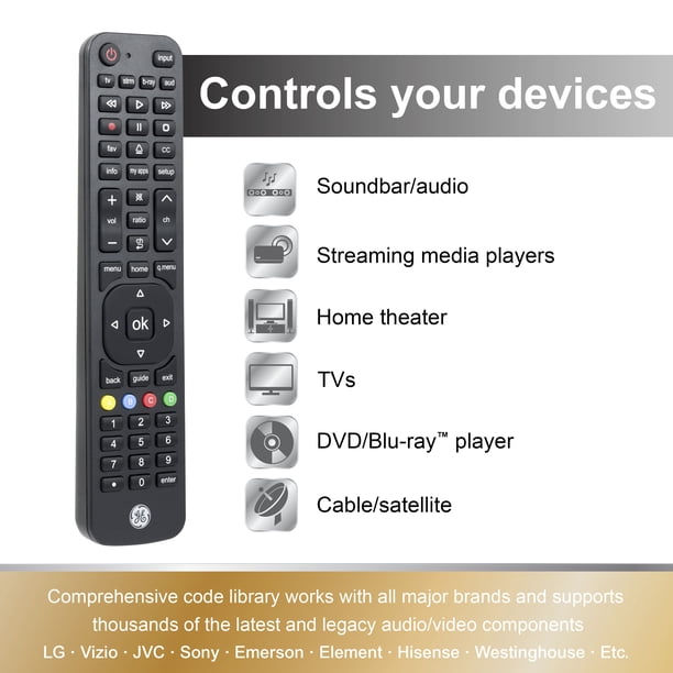 GE 4-Device LG Direct Replacement Universal TV Remote Control in