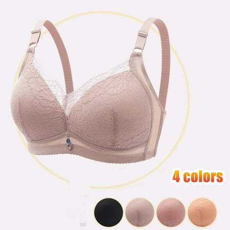 

Bnwani Womens Bra Women Plus Size Lace Stitching Solid Color Non-Steel Ring Non-Magnetic Buckle Underwear Bra