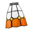 thumbnail image 4 of Pantalla de lámpara de vidrio con protección para bombillas E27, pantalla colgante de bucle, estilo retro Naranja Blanco, 4 of 9
