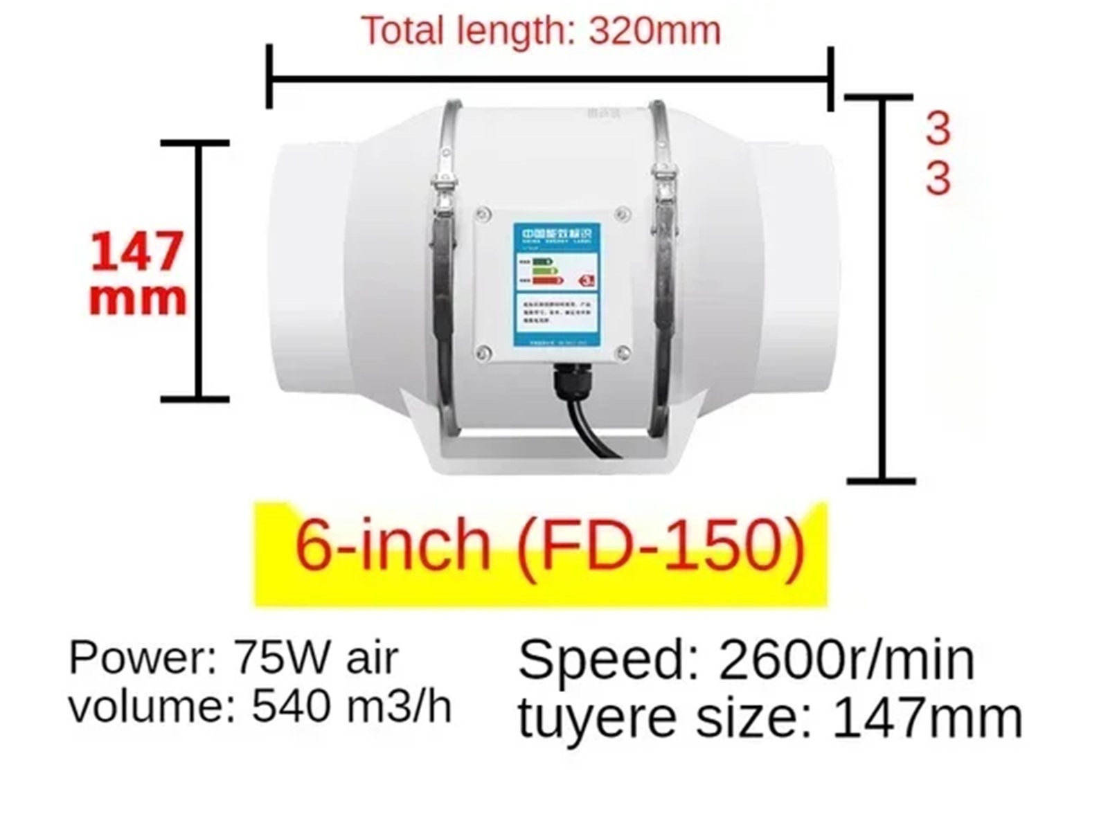 Extractor Fan Low Noise Inline Duct Hydroponic Air Blower Exhaust Fan For Home Bathroom Grow Room Ventilation Vent ,Easy Installation