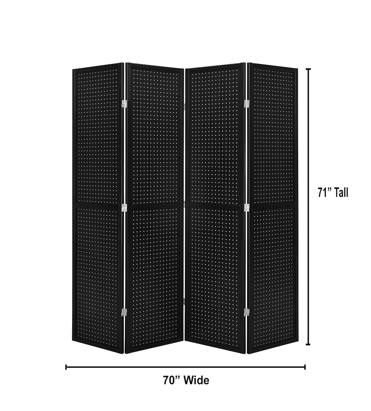 Legacy Decor 4 Panels Room Divider Folding Screen Pegboard Insert Natural Color Free Standing