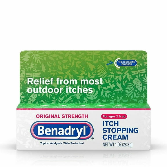 Benadryl Extra Strength Cream Relieve Outdoor Itches Skin Protectant, 1oz (Pack of 2)