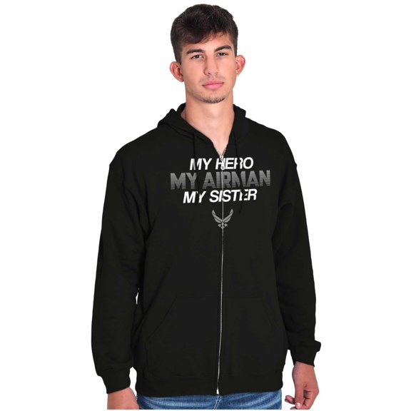 US Air Force Hero Airman Sister Zip Up Hoodie Men's Women's Brisco Brands S