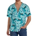 thumbnail image 1 of Balery Shark Wearing Sunglasses Camisa Casual de Manga Corta con Botones para Hombre, Texturizada, Estilo Cubano, para Playa, Verano-Medium, 1 of 5