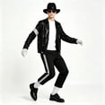 thumbnail image 3 of IROOZIGOTO Mens 70s 80s Disco Costume Set Sequin Jacket Side Stripe Pants with Hat Sunglasses Gloves for Halloween Cosplay Party, 3 of 9