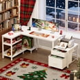 thumbnail image 6 of Casacomoda L Shaped Desk with Power Outlets, Large Computer Desk with File Drawer, Home Office Desk with Printer Stand & Storage Shelves, Corner Desk, White, 6 of 8