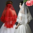 thumbnail image 2 of Visland Bridal Veil Single Layer Lace Embroidered Headgear Long Style Dress Matching Wedding Headpiece Photo Shoots Props, 2 of 8