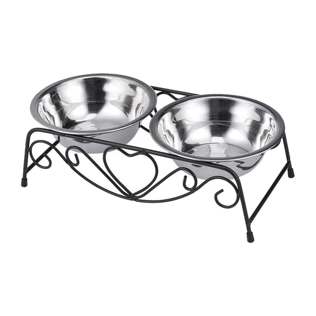 Soporte para perros Zulema contenedor de comida y agua cuenco de Acero inoxidable Antideslizante desmontable 27,5 cm x 13 cm Cuencos elevados para gatos
