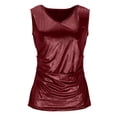 thumbnail image 6 of Miluxas Women's Sleeveless Glitter Tank Tops Solid Shimmer V Neck Vest Tops Ruffle Waist Elegance Party Top Sleeveless Red, 6 of 8