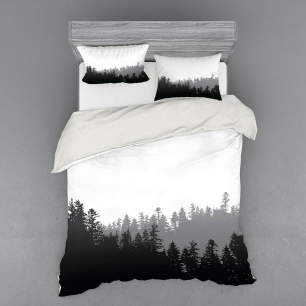 Forest Duvet Cover Set Northern Timberland Growth Panoramic