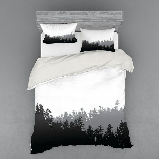 Forest Duvet Cover Set Northern Timberland Growth Panoramic