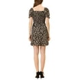 thumbnail image 3 of INSPIRE CHIC Women's Puff Sleeve Back Smocked Sweetheart Neck Floral Ruffled Hem Dress XL Coffee, 3 of 7