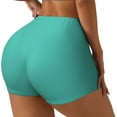 thumbnail image 2 of Kdxio Teal Turquoise Print Workout Shorts for Women Seamless Soft Smooth Gym Yoga Scrunch Active Shorts, 2 of 5