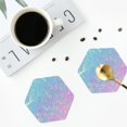 thumbnail image 4 of Zufioo Fantasy Gradient Print Leather Coaster Set, Decorative PVC Coasters 4-pack - Scald and Stain-resistant, Suitable for Home, Cafes, Restaurants-Hexagon, 4 of 6