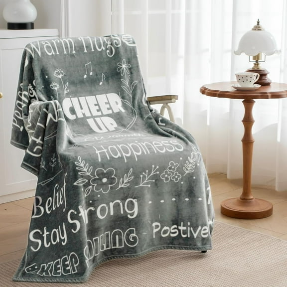 Get Well Soon Blanket - Healing Blanket with Inspirational Words,Blanket Gifts for Women and Men, Feel Better Gifts, Comfort Blanket with Positive Messages, Cozy Hug Blanket Queen 90"x90"