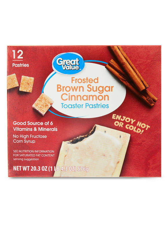 Great Value Frosted Brown Sugar Cinnamon Toaster Pastries, 20.3 oz, 12 Count