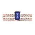 thumbnail image 2 of Clara Pucci 14K Rose Gold 1.325 Simulated Tanzanite Engraveable Engagement Ring + Wedding Band Set, 2 of 7