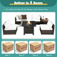 thumbnail image 3 of Patiojoy Patio Rattan 7PCS Cushioned Chair Set Furniture Set Thick Cushion w/ 50,000 BTU Propane Fire Pit Table for Garden Off White, 3 of 8