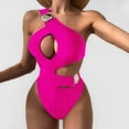 thumbnail image 3 of Vedolay Women Swimsuits One Piece Swimsuit for Women Bathing Suit V Neck O-Ring Back Cutout Solid Color Adjustable Straps,Hot Pink S, 3 of 5